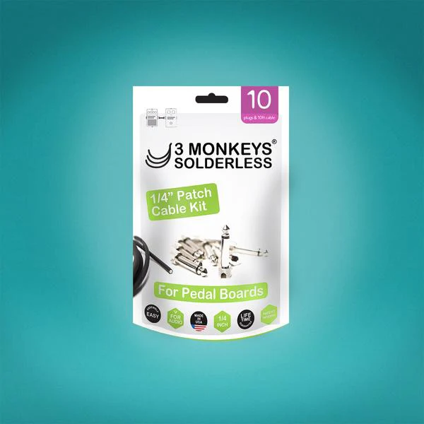 3 Monkeys Solderless Kit Patch Cable 1/4" TS Plugs & Cables 6 or 10 Packs - Image 9