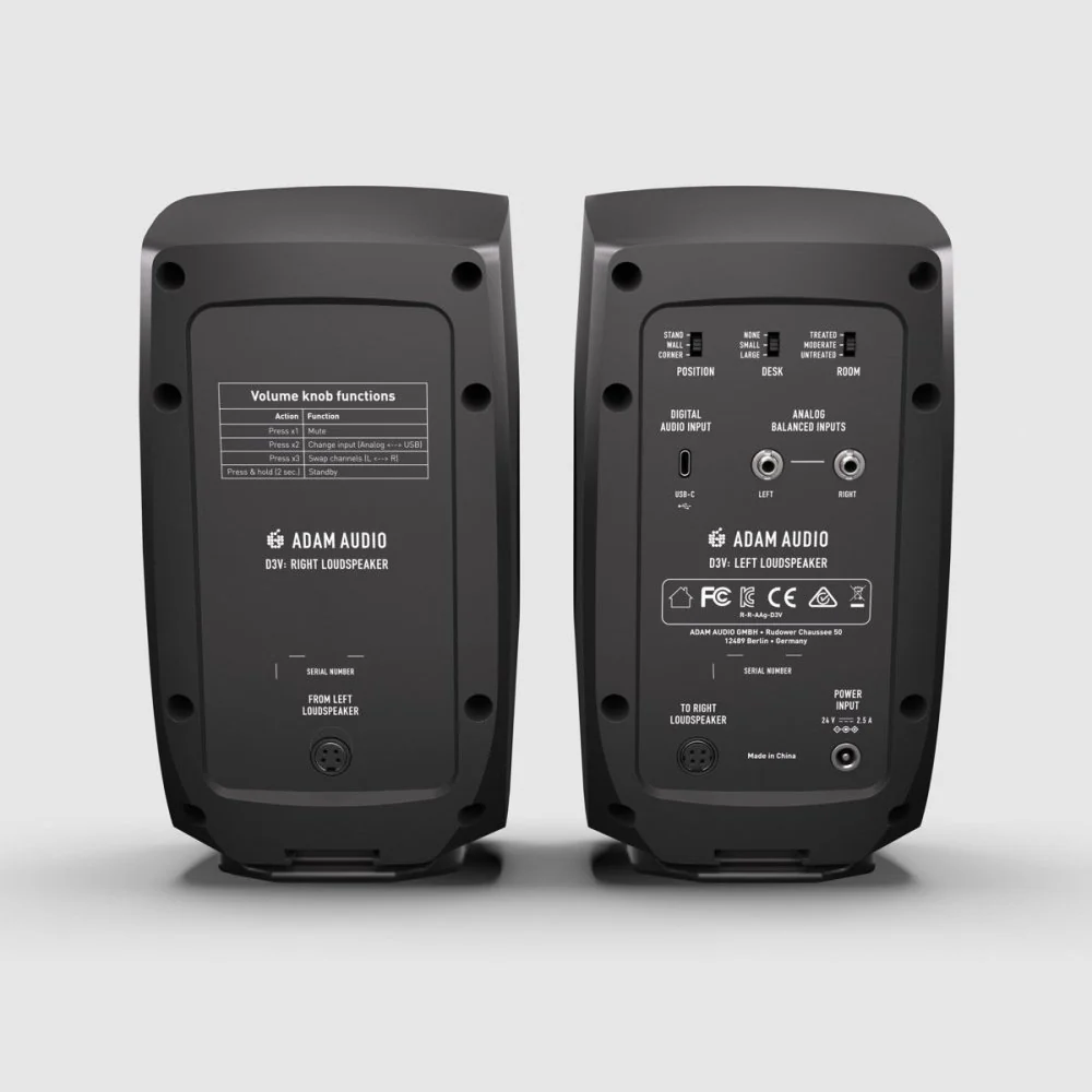 ADAM D3V PAIR Active Desktop Monitor Speakers 2-Way w/ D-ART Tweeter, DSP & USB-C Black - Image 3