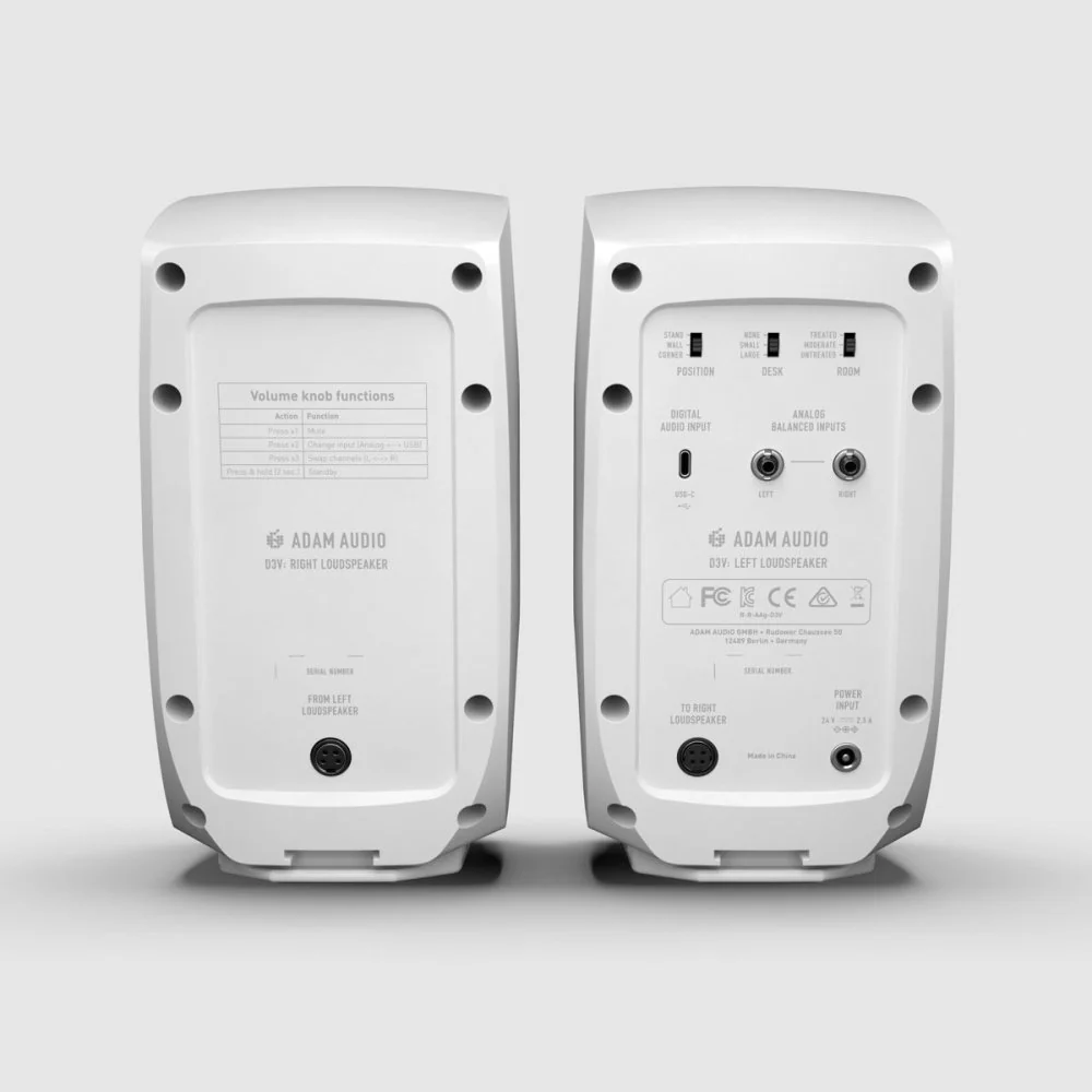 ADAM D3V PAIR Active Desktop Monitor Speakers 2-Way w/ D-ART Tweeter, DSP & USB-C White - Image 3