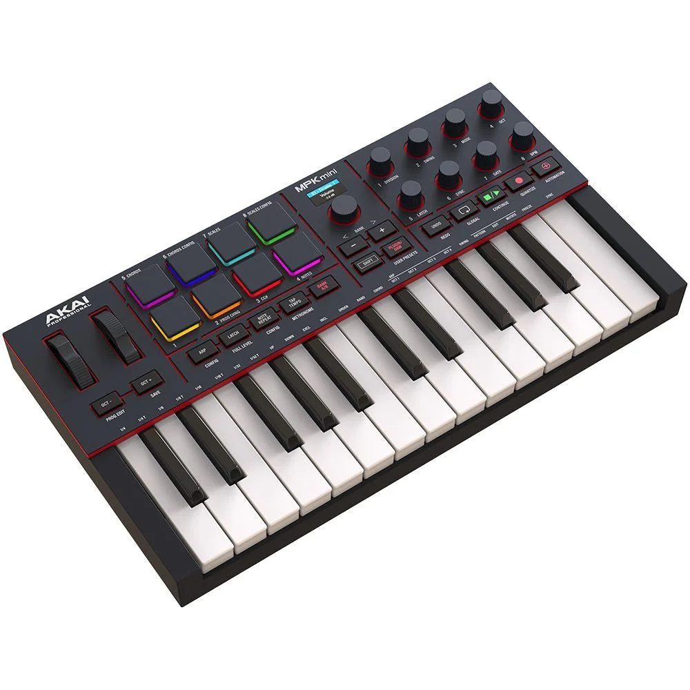 AKAI MPK Mini MK4 Compact Keyboard & Pad Controller w/ Encoders & Software (Black)
