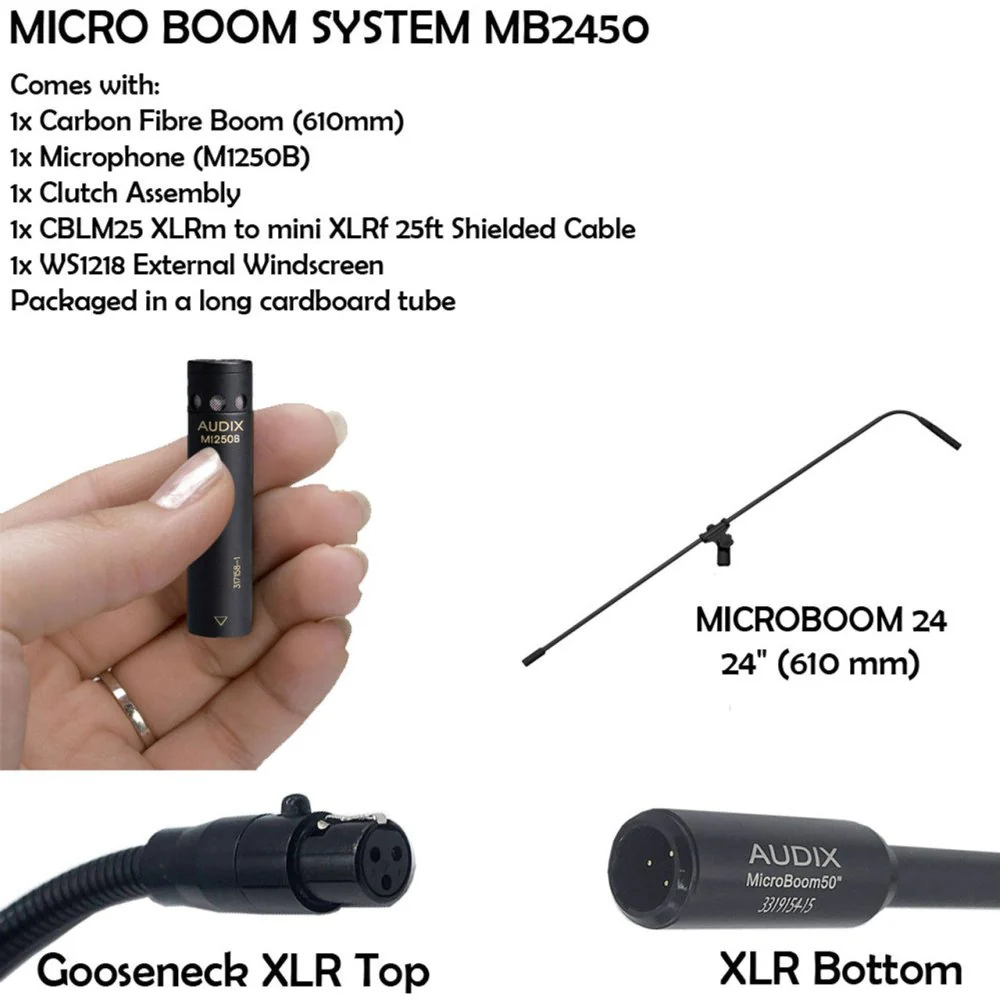 Audix ADX-MB2450-C Microboom System 24" W/ M1250B Mic