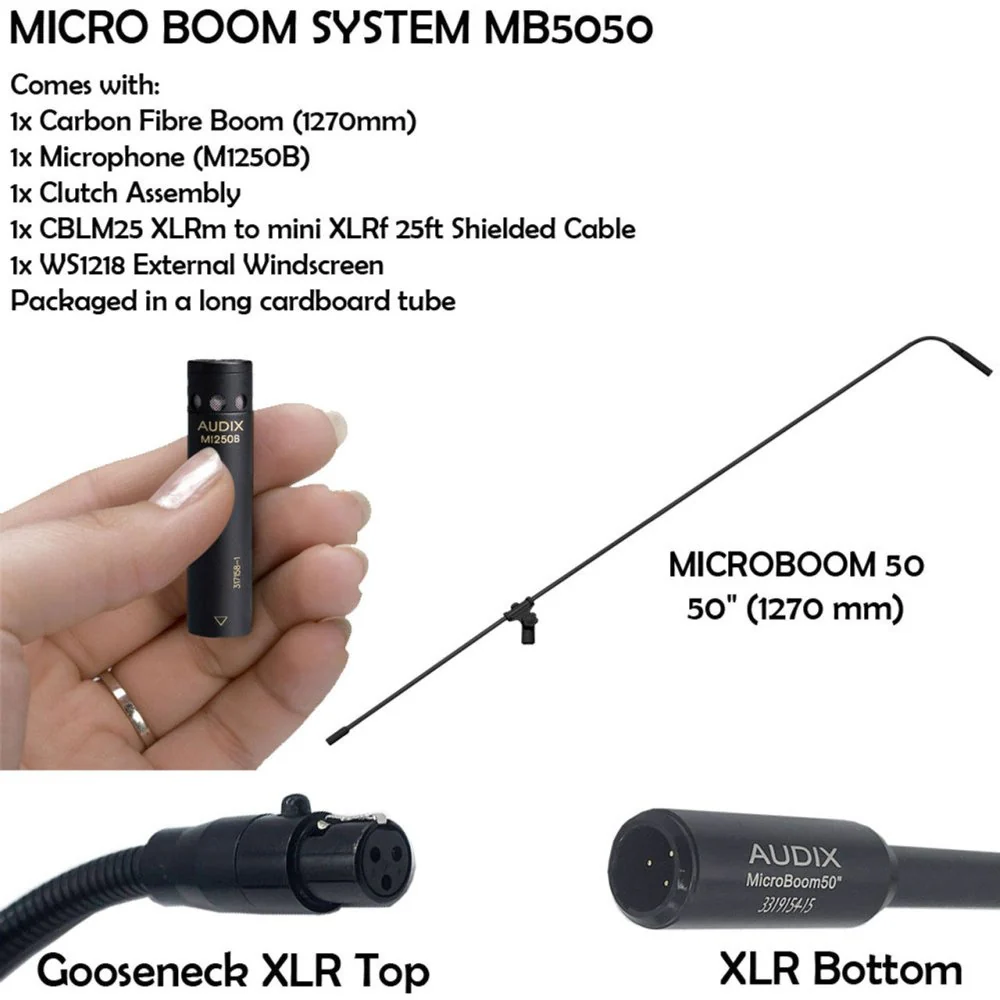 Audix ADX-MB5050-C Microboom System 50" W/ M1250B Mic