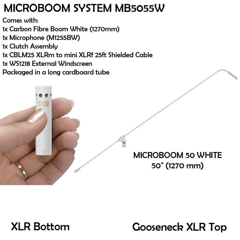 Audix ADX-MB5055W-C Microboom System White 50" W/ M1255B