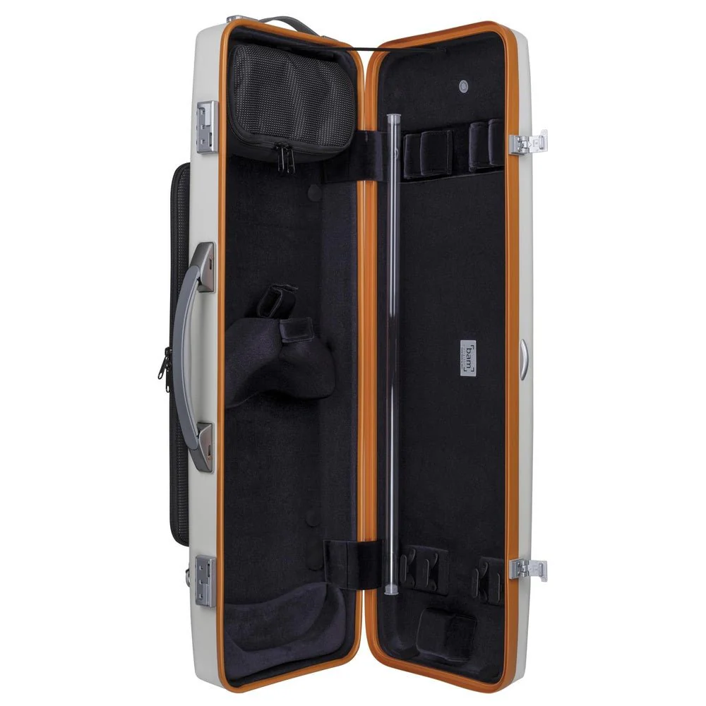 BAM GRAFFITI Hightech Oblong Violin Case with Back Pocket - White / Orange Version - Image 4