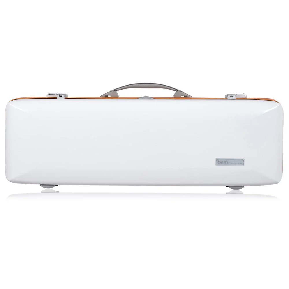 BAM ICE SUPREME Hightech Oblong Violin Case with Back Pocket - White / Orange Version