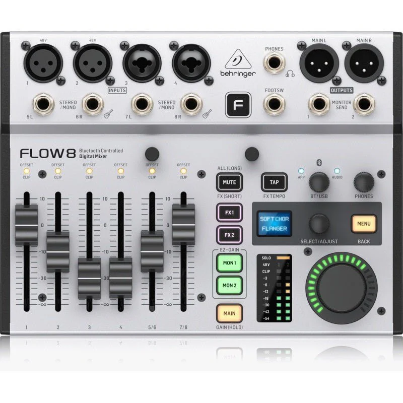 Behringer FLOW-8 8Ch Digital Mixer w/ FX, Bluetooth & USB Audio Interface