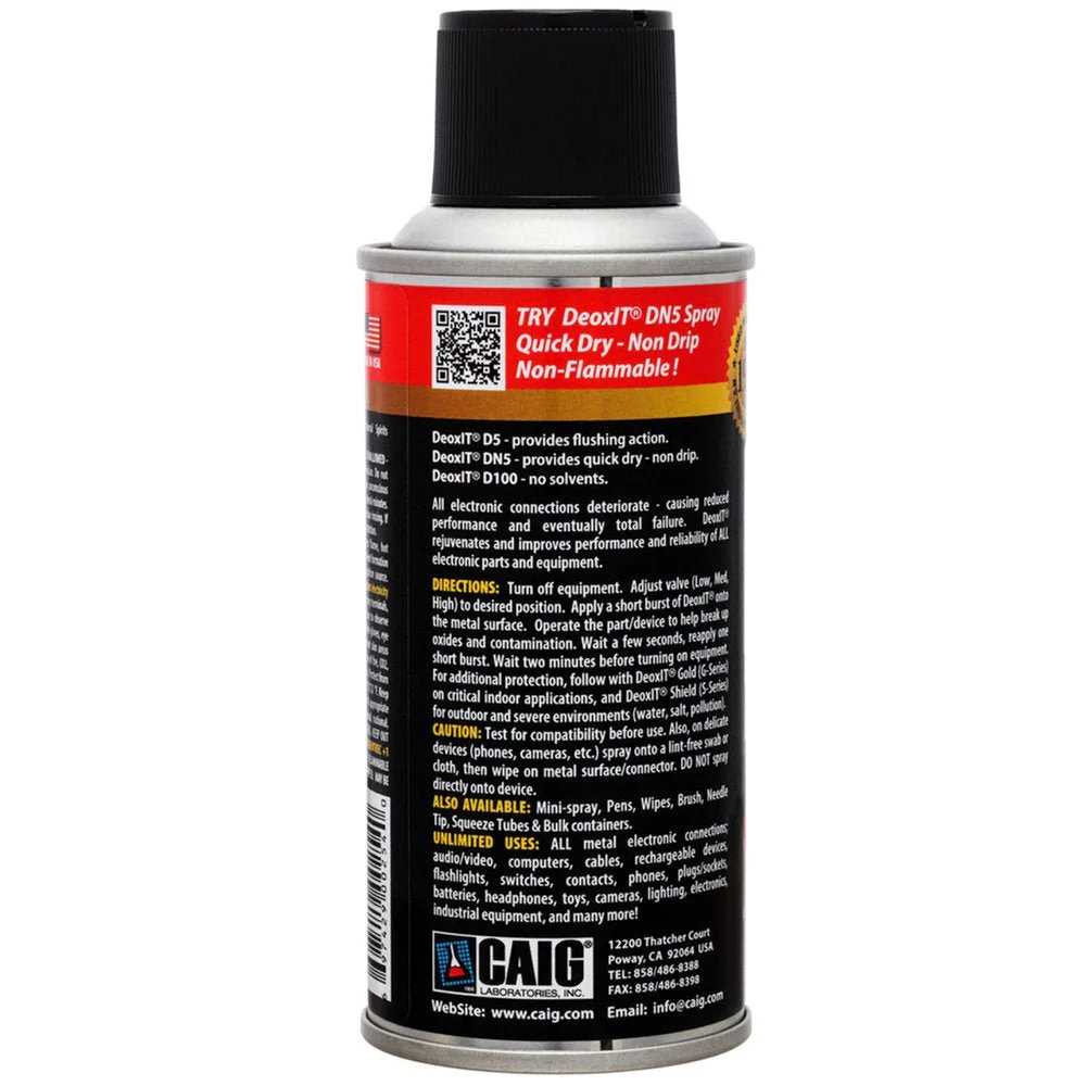 CAIG DeoxIT D5 D5S-6 Contact Cleaner, 5% Spray, 5 Oz (142g) - Image 4