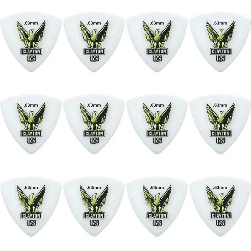 Clayton Acetal Eagle Rounded Triangle Guitar Picks (0.63mm) - 12pk - Image 2