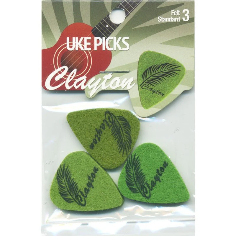 Clayton Felt Ukulele Picks with Leaf Design - 3pk