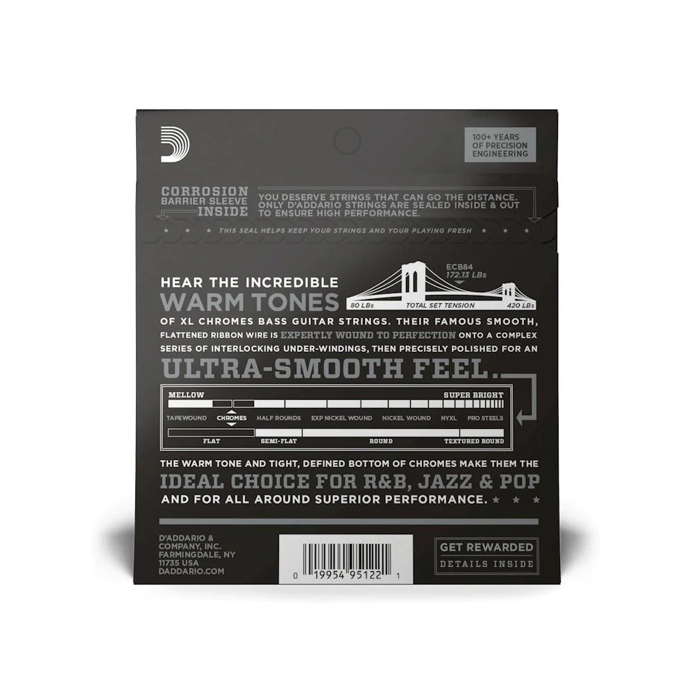 D'Addario ECB84 Chromes Bass Guitar Strings Custom Light 40-100 Long Scale - Image 2