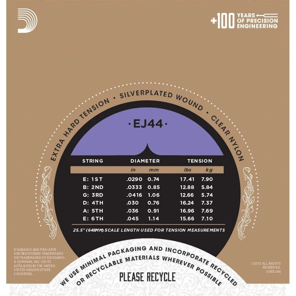 D'Addario EJ44 Pro-Arte Nylon Classical Guitar Strings - (Extra Hard Tension) - Image 2