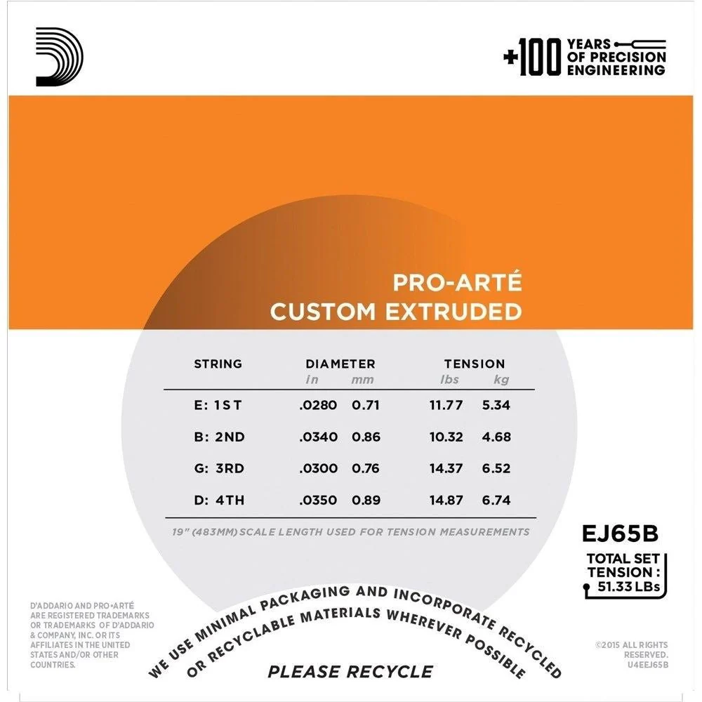 D'Addario EJ65B Pro-Arte Custom Extruded Clear Nylon Ukulele Strings - (Baritone) - Image 3