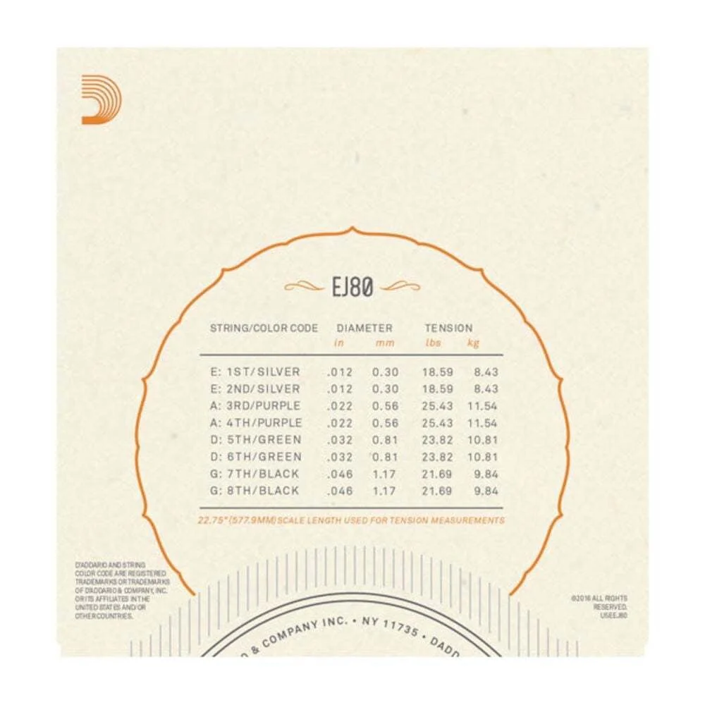 D'Addario EJ80 Phosphor Bronze Octave Mandolin Strings Medium 12-46 - Image 3