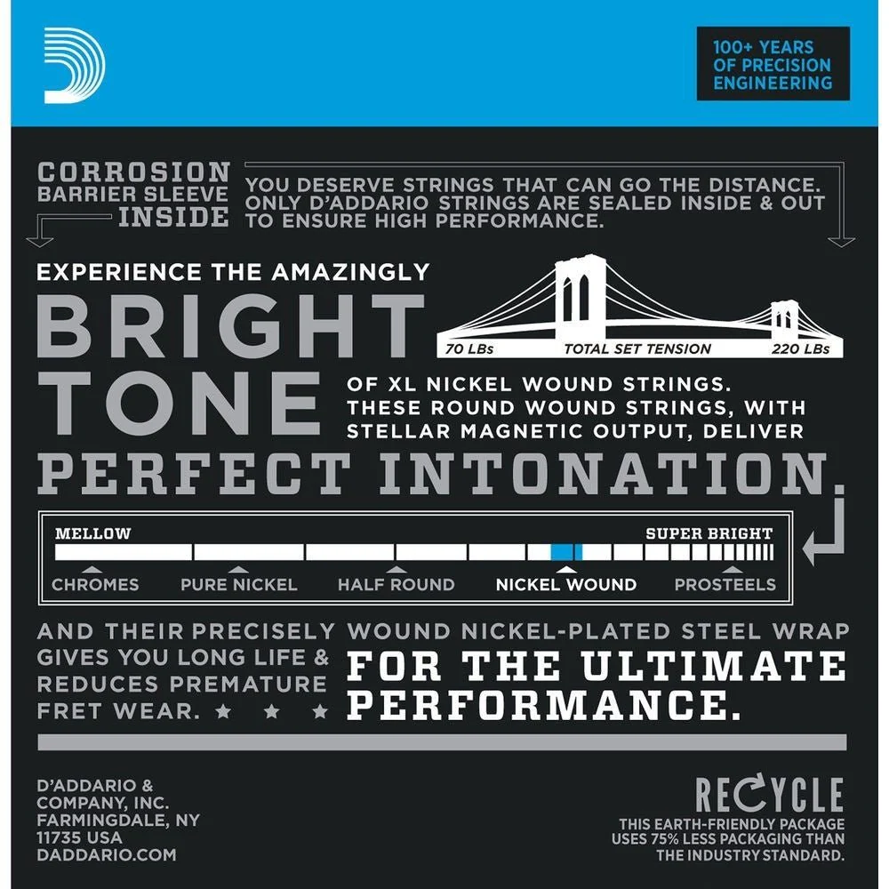 D'Addario EXL110-3D Nickel Wound Electric Guitar Strings 3-PACK - Regular Light (10-46) - Image 2