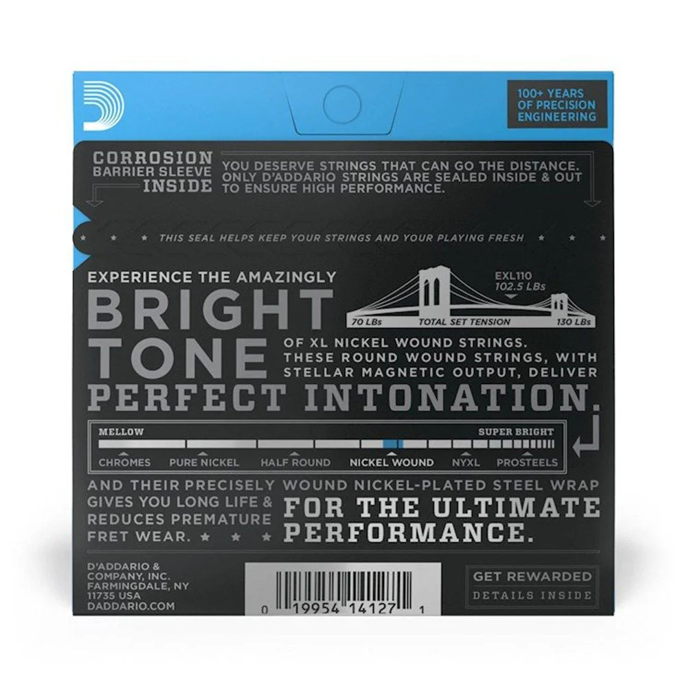 D'Addario EXL110-B25 Nickel Wound Electric Guitar Strings 25-Pack-Regular Light (10-46) - Image 2