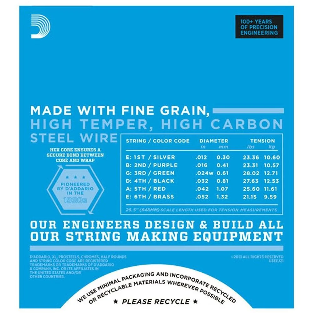 D'Addario EXL140 Nickel Wound Electric Guitar Strings - Light Top/Heavy Bottom (10-52) - Image 3