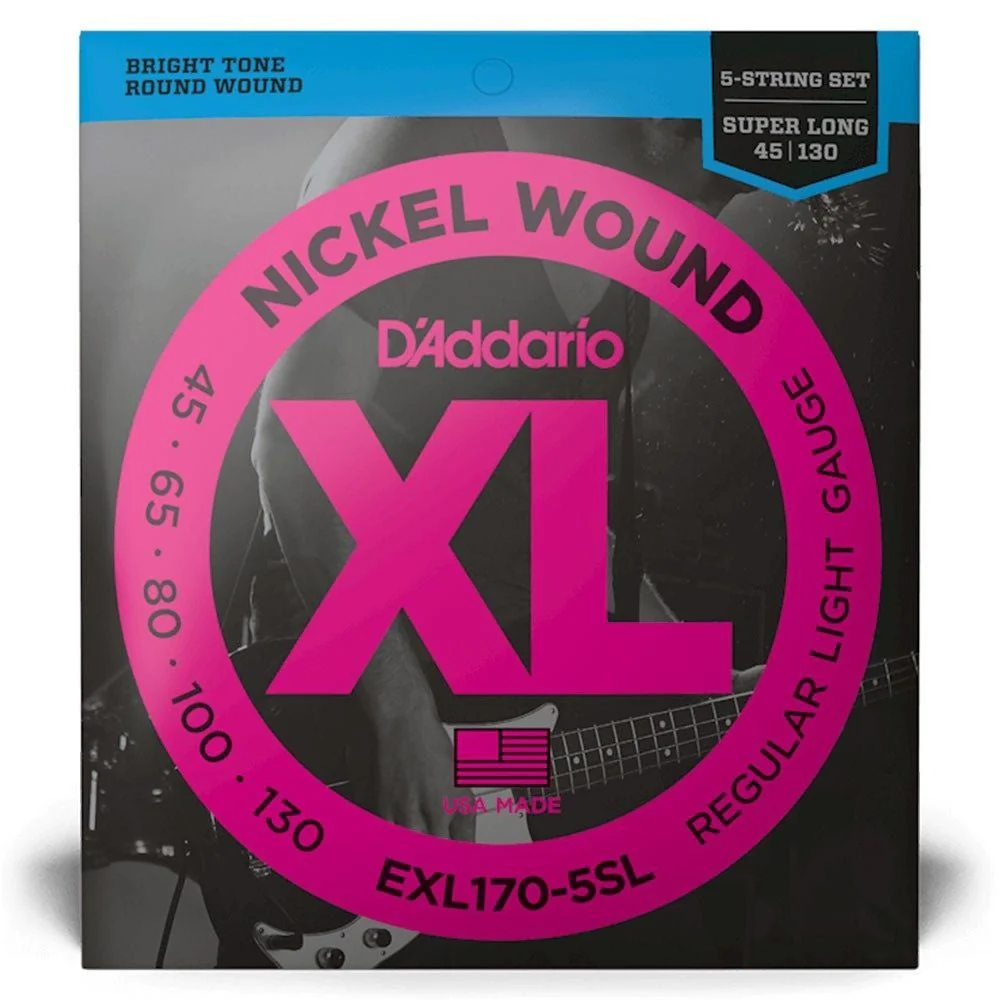 D'Addario EXL170-5SL 5-String Nickel Wound Bass Strings Super Long Scale 45-130