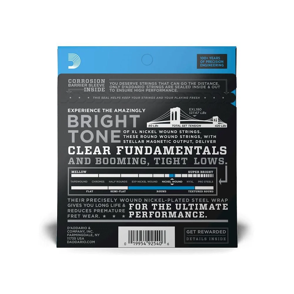 D'Addario EXL180 Nickel Wound Bass Guitar Strings - Long Scale - Extra Super Light (35-95) - Image 2