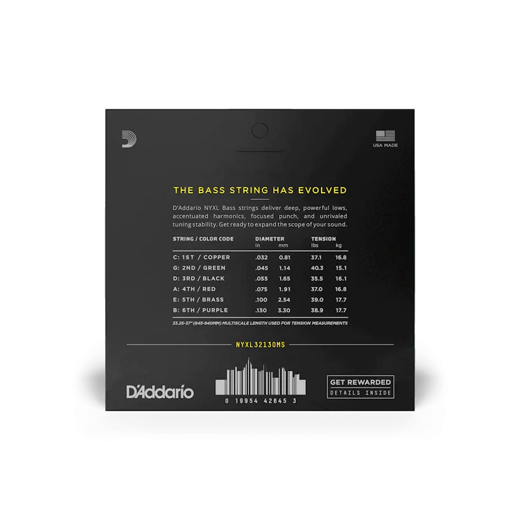 D'Addario NYXL45130 Hybrid Light Multiscale 5-String Fanned Fret Bass Strings - Image 2