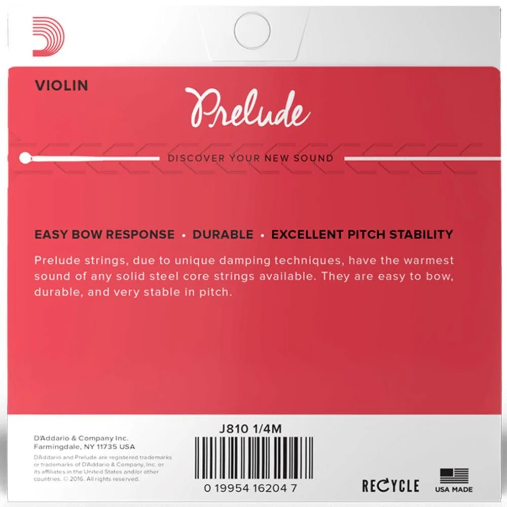 D'Addario Prelude Violin 1/4 Med Set - Image 2