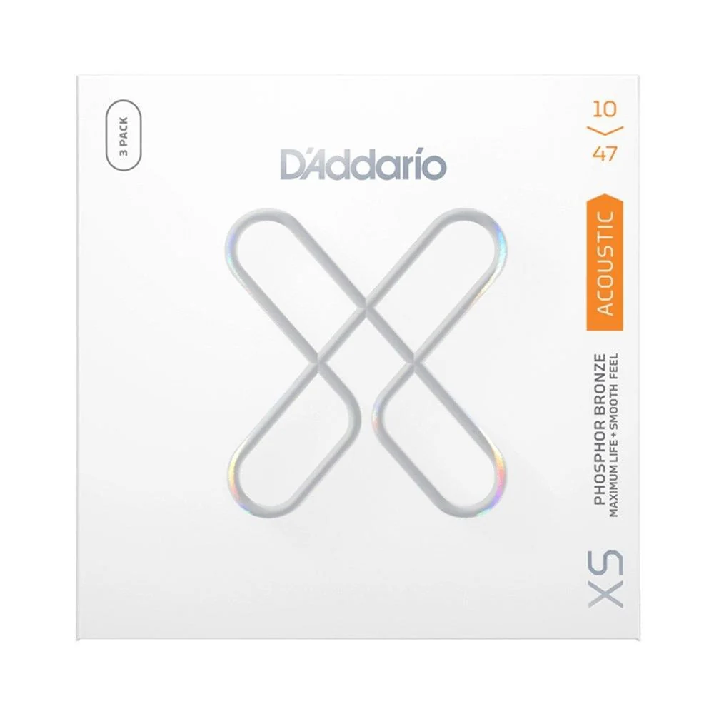 D'Addario XSAPB1047-3P XS Coated Acoustic Phosphor Bronze Strings - Extra Light - 3-Pack (10-47)