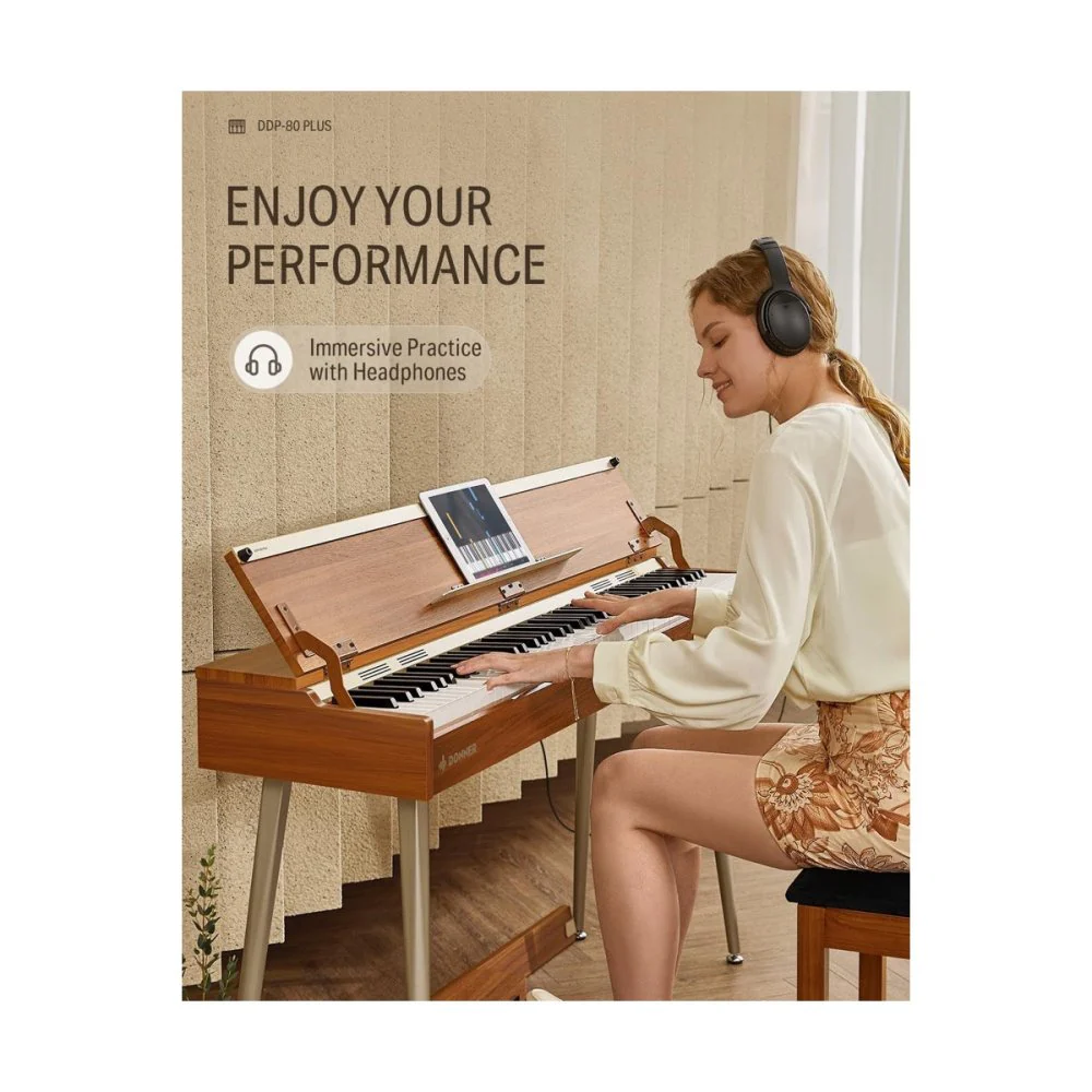 Donner DDP-80 PLUS 88-Key Weighted Digital Keyboard Electric Piano w/ Semi-Open Cover Design - Image 7