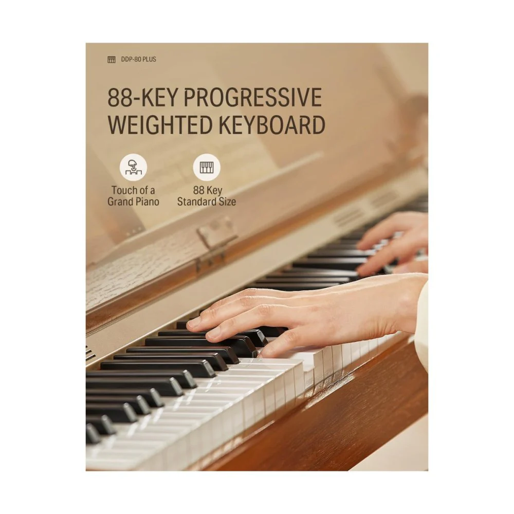 Donner DDP-80 PLUS 88-Key Weighted Digital Keyboard Electric Piano w/ Semi-Open Cover Design - Image 8