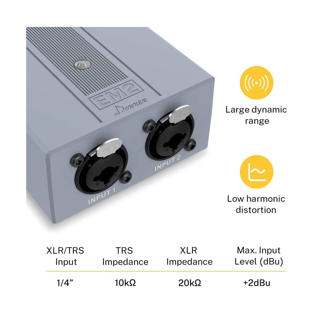 DONNER EM2 2Ch In-Ear Monitor Headphone Amplifier Dual Outputs Battery Powered - Image 3
