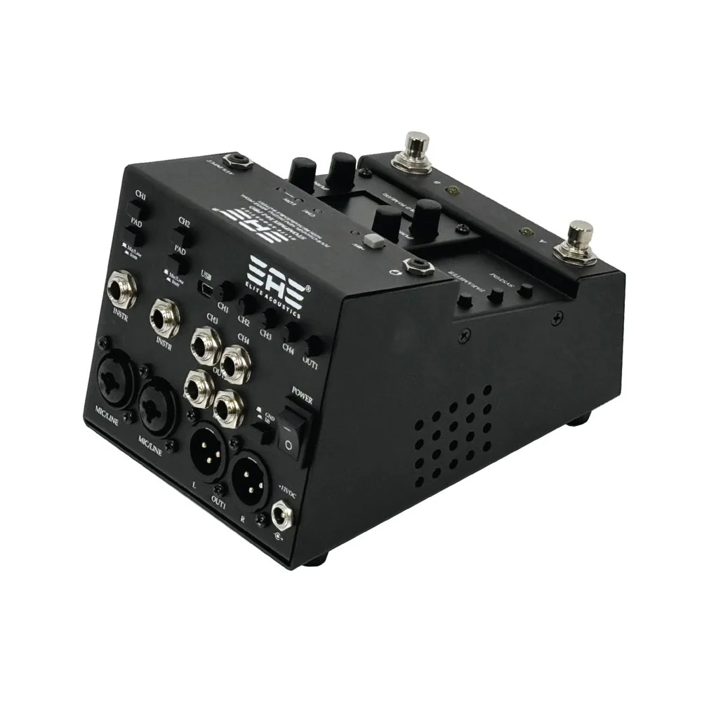 Elite Acoustics EAE StompMix 4-2 PRO Battery Powered 4Ch Digital Mixer Pedal w/ DSP Gate, Compressor, EQ, Reverb & Delay - Image 3