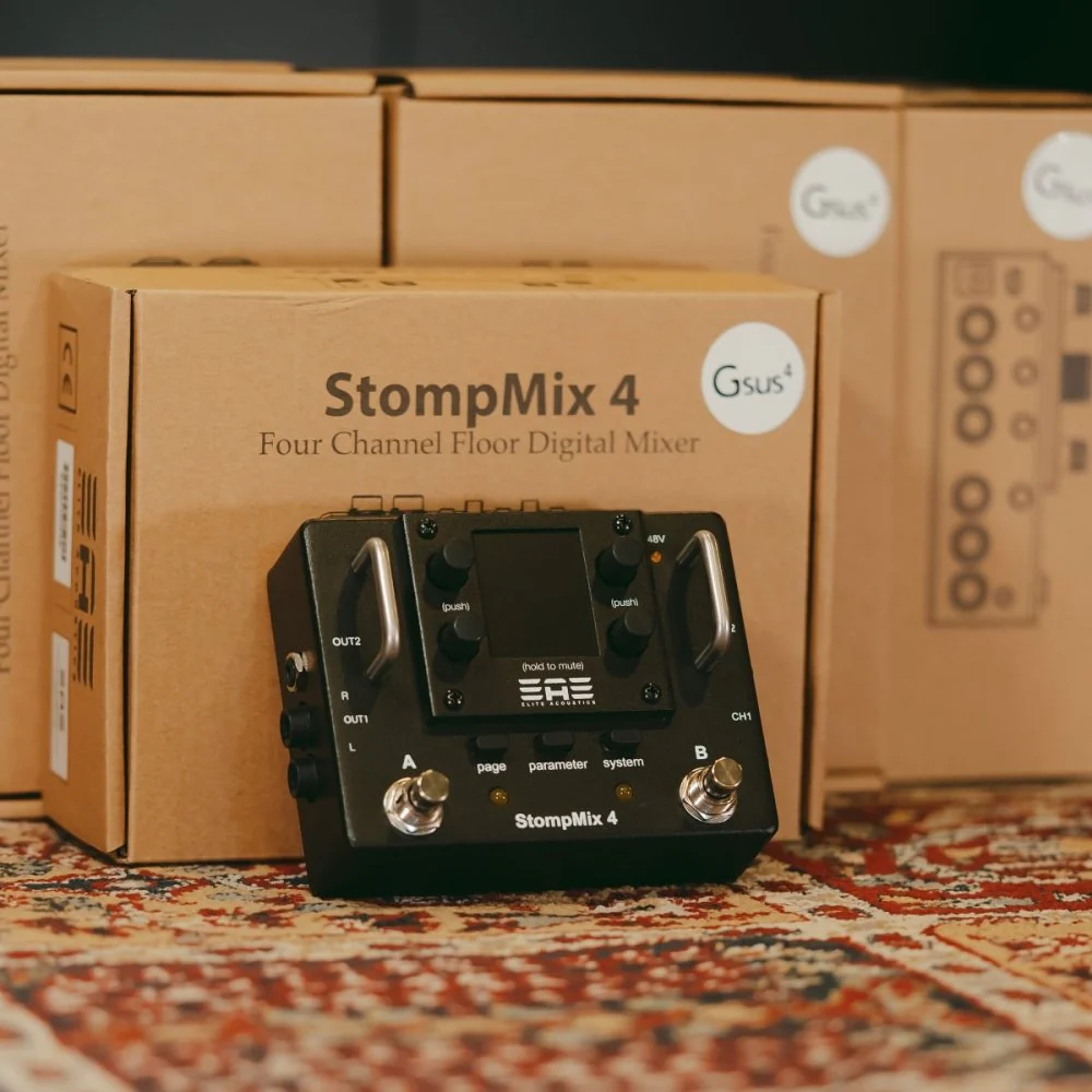 Elite Acoustics EAE StompMix 4 White 4Ch Digital Mixer Pedal w/ DSP Gate, Compressor, EQ, Reverb & Delay - Image 11