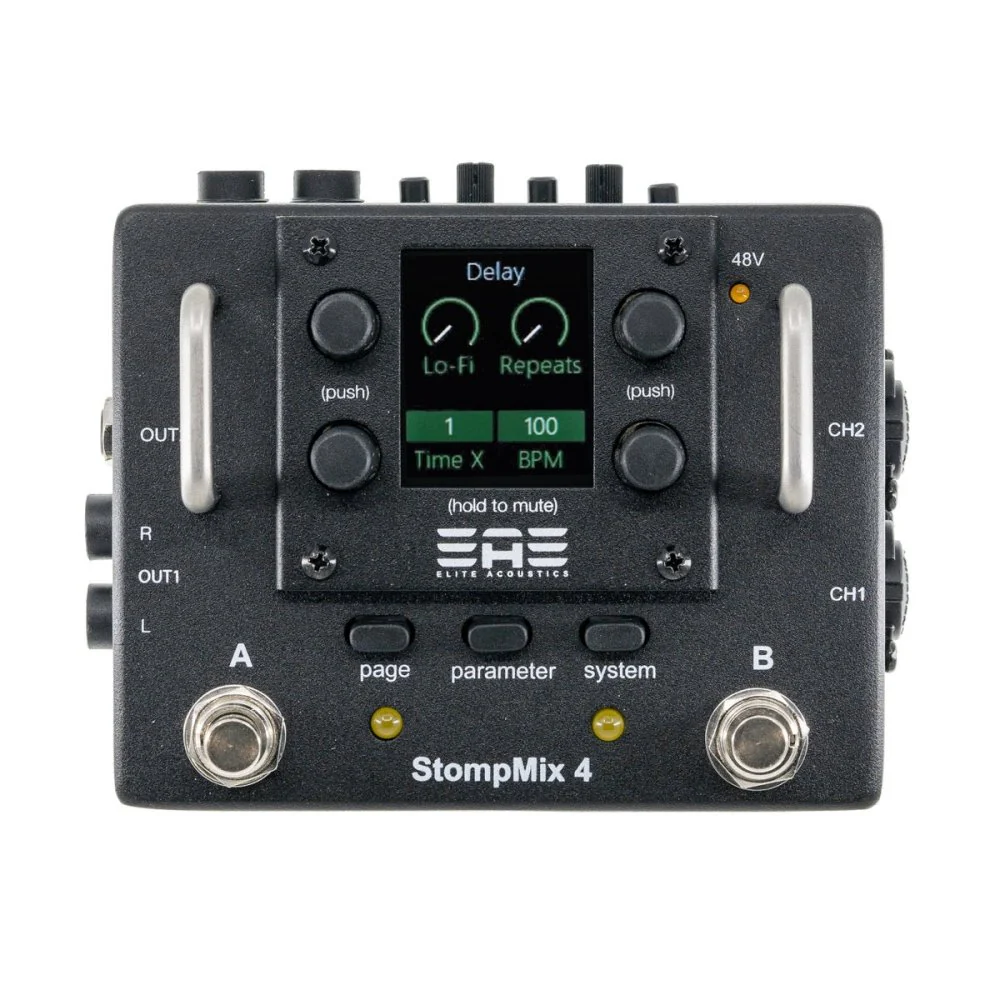 Elite Acoustics EAE StompMix 4 White 4Ch Digital Mixer Pedal w/ DSP Gate, Compressor, EQ, Reverb & Delay - Image 7