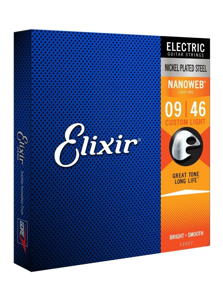 Elixir 12027 Nanoweb Electric Strings Nickel Plated Steel Custom Light 09-46 23/E-NW-CL