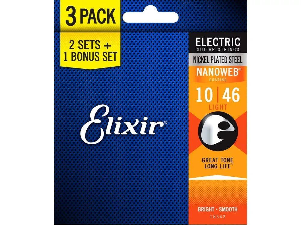 Elixir 16567 3 PACK Nanoweb Electric Strings Nickel Plated Steel Light 10-46 23/E-NW-L-3P - Image 2