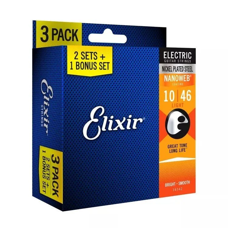Elixir 16567 3 PACK Nanoweb Electric Strings Nickel Plated Steel Light 10-46 23/E-NW-L-3P - Image 4