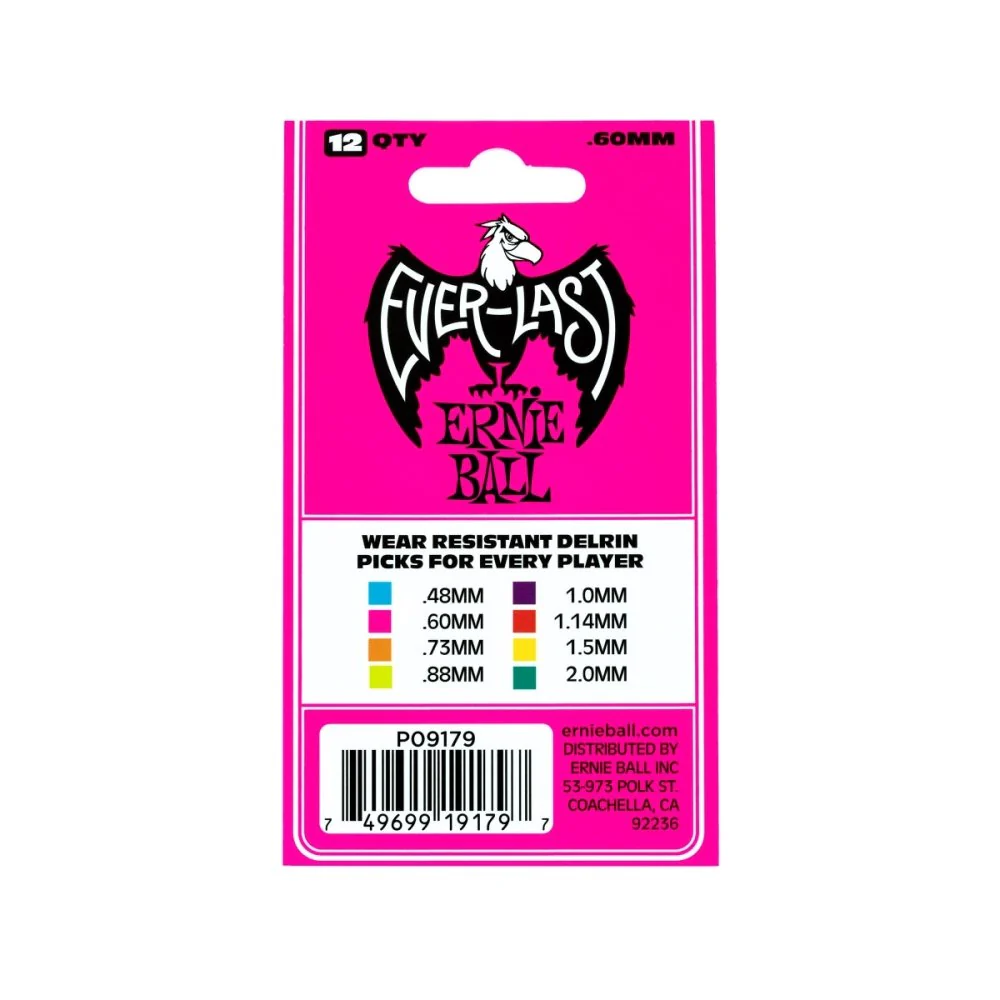 Ernie Ball Everlast Picks Pink 0.60 mm 12 Pack P09179 - Image 3