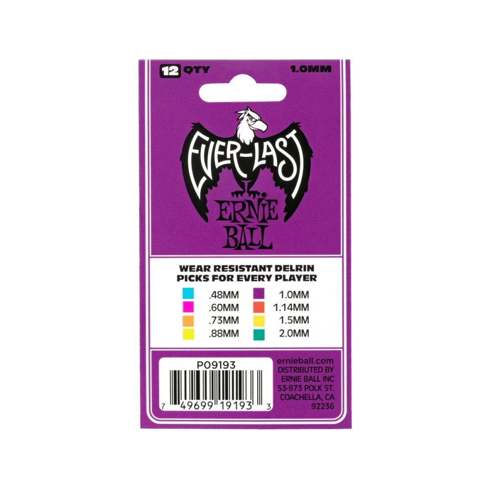 Ernie Ball Everlast Picks Purple 1.0mm 12 Pack P09193 - Image 3