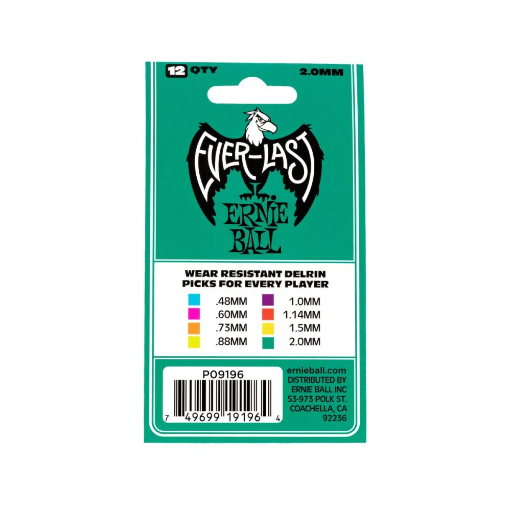 Ernie Ball Everlast Picks Teal 2.0mm 12 Pack P09196 - Image 3