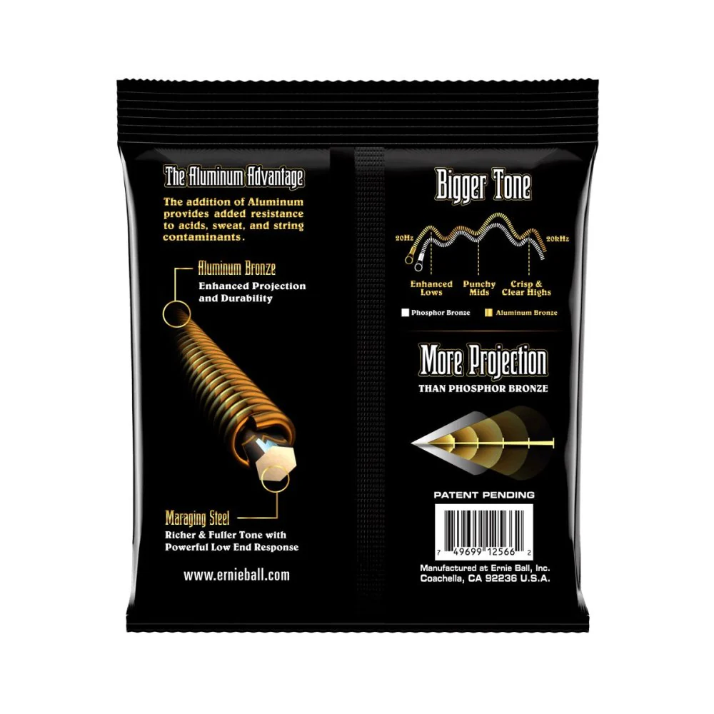 Ernie Ball ACOUSTIC Guitar Strings Aluminium Bronze Medium Light 12-54 P02566 - Image 2