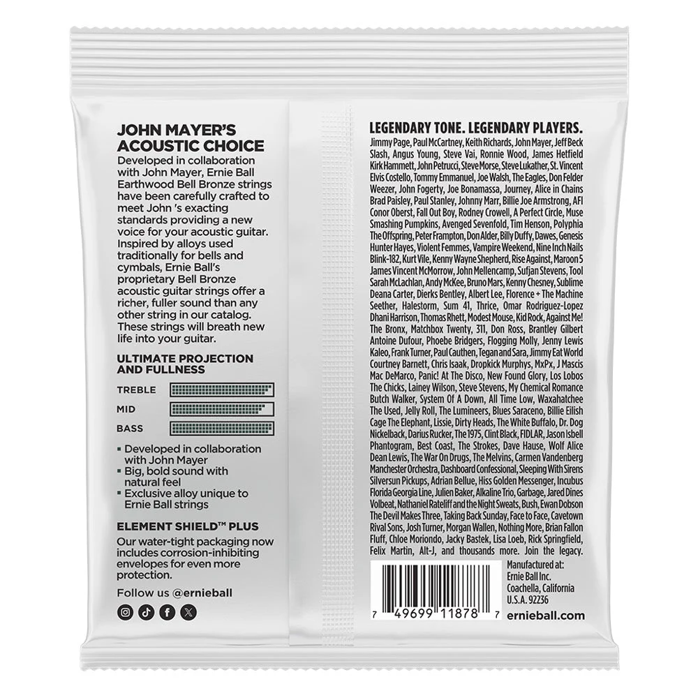 Ernie Ball ACOUSTIC Guitar Strings Bell Bronze Earthwood John Mayer Collab Medium 13-56 P02344 - Image 2