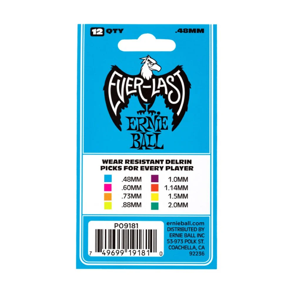 Ernie Ball Everlast Picks Blue 0.48mm 12 Pack P09181 - Image 3