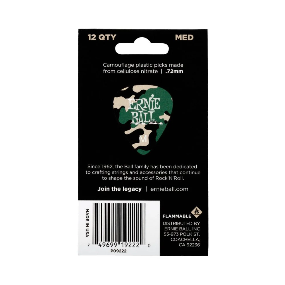 Ernie Ball Camouflage Cellulose Picks Medium 12 Piece P09222 - Image 3