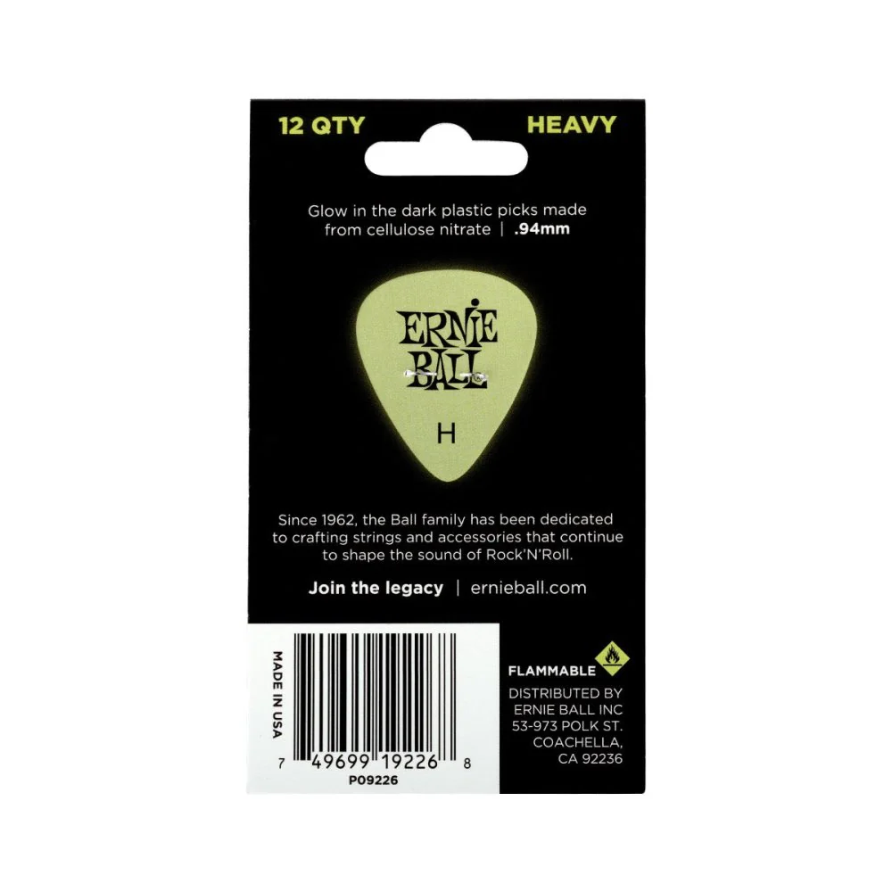 Ernie Ball Super Glow Cellulose Picks Heavy 12 Piece P09226 - Image 3