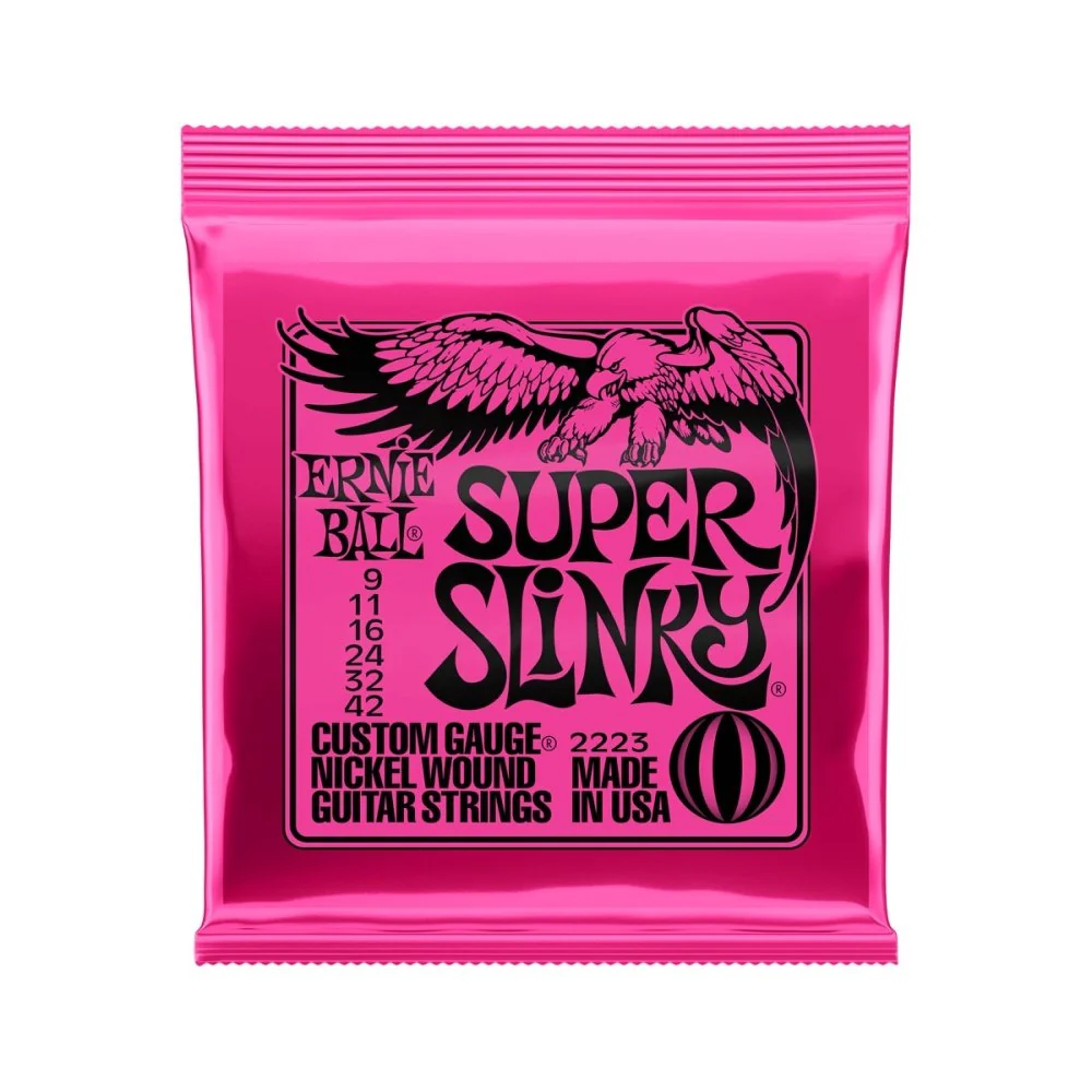 Ernie Ball Super Slinky Nickel Wound ELECTRIC Guitar Strings 9-42 P02223