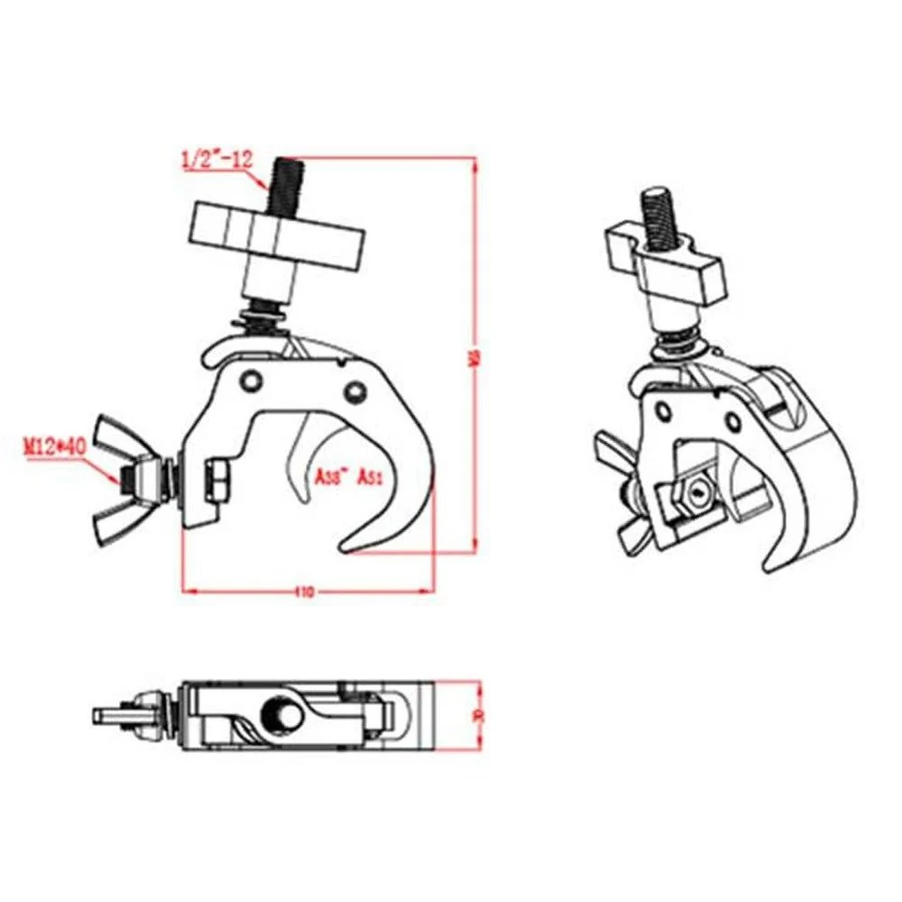Event Lighting CLAMPT50 Aluminium Trigger Clamp for 38-51mm Tube (SWL: 150kg) - Image 2