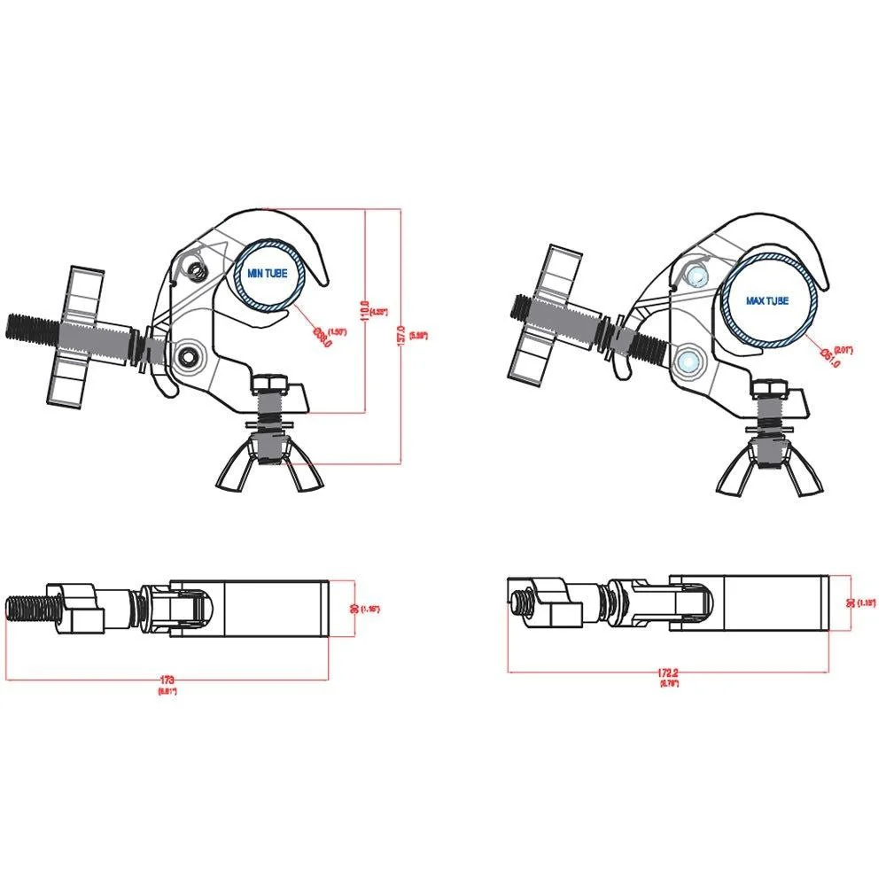 Event Lighting CLAMPT50S Aluminium Trigger Clamp for 38-51mm Tube (Silver) - Image 2