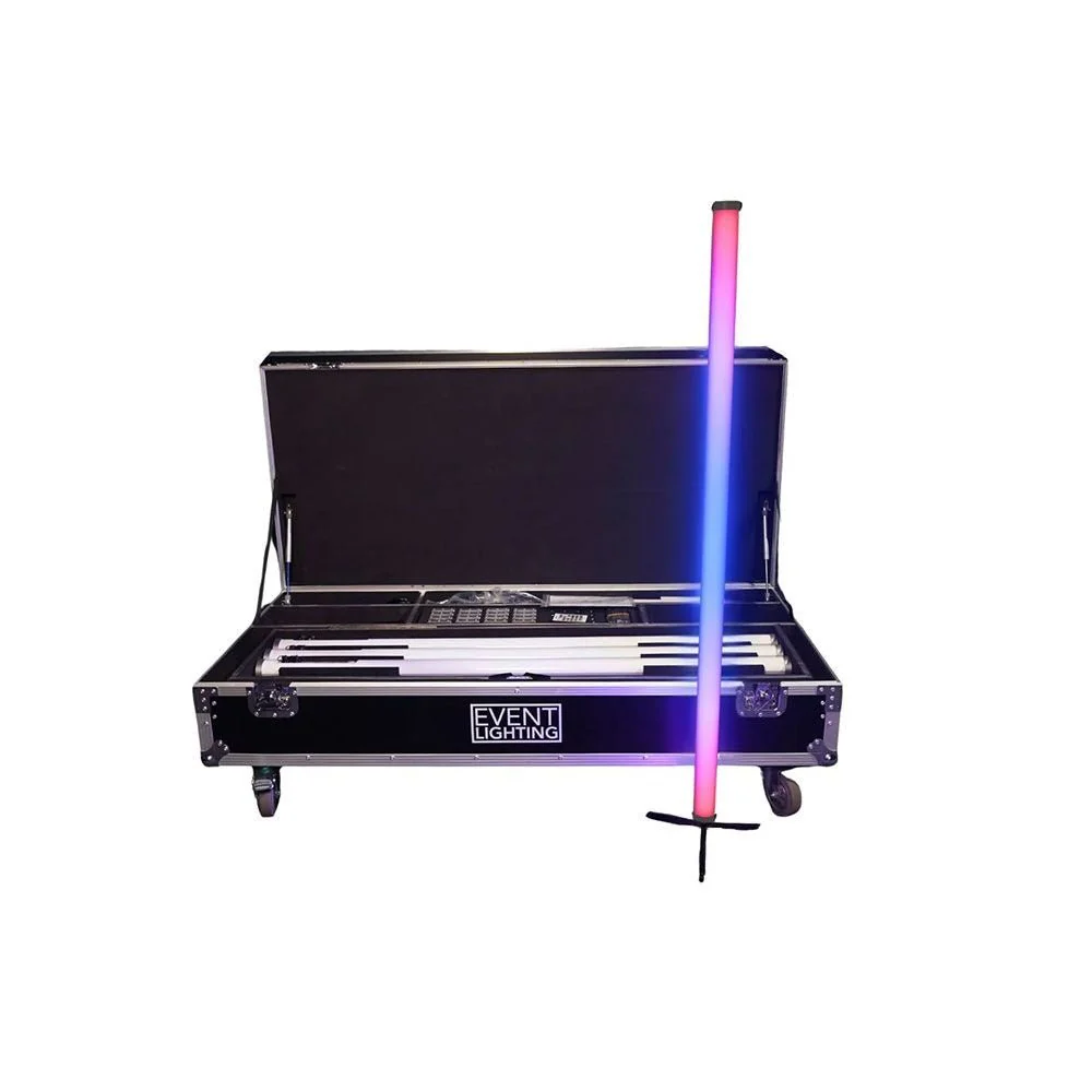 Event Lighting Outdoor Battery RGBW LED Tube Stand Package (Set of 8) w/ Road Case