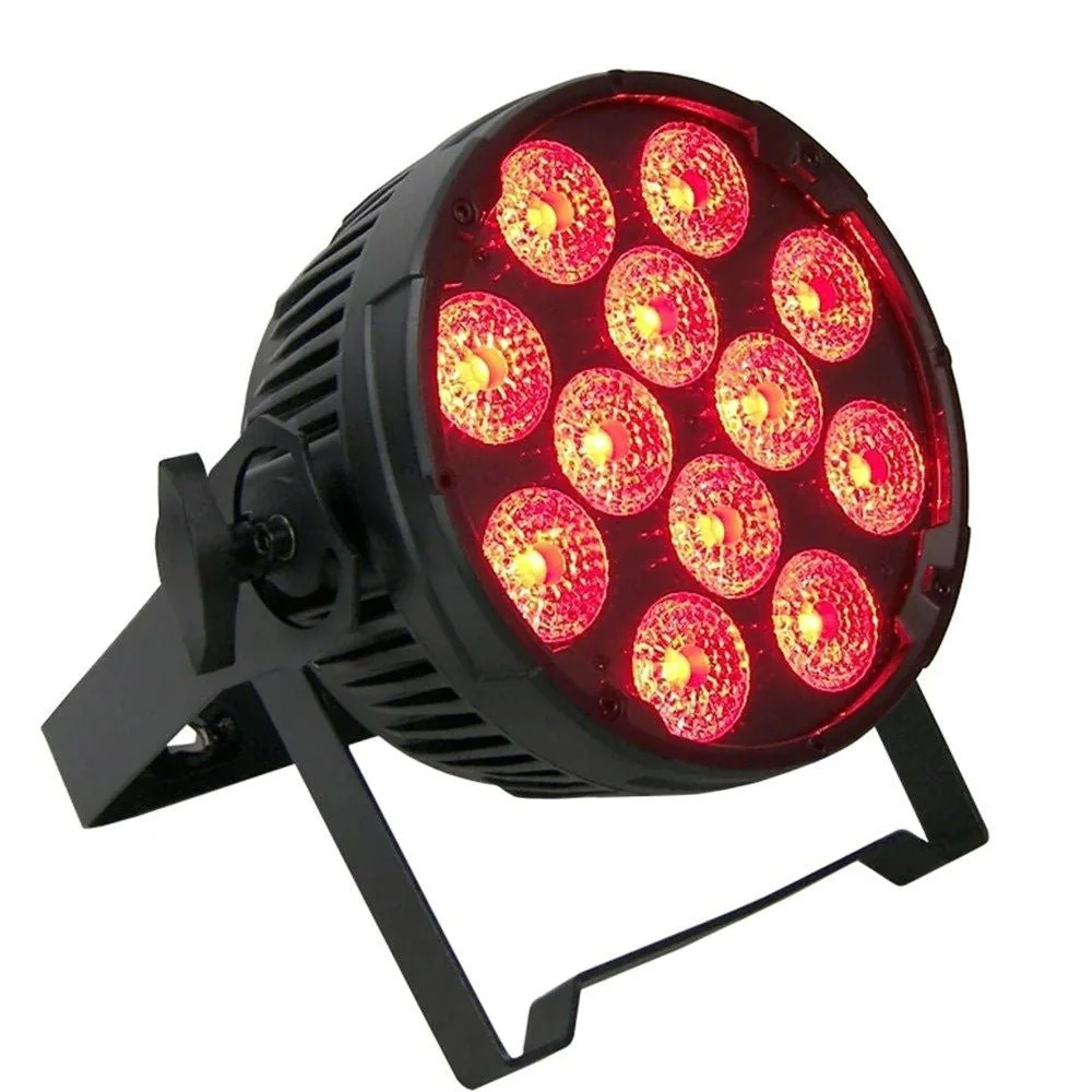 Event Lighting PAR12H LED Flat Pro Par 12x12W RGBWA+UV Stage Wash (Black Finish)