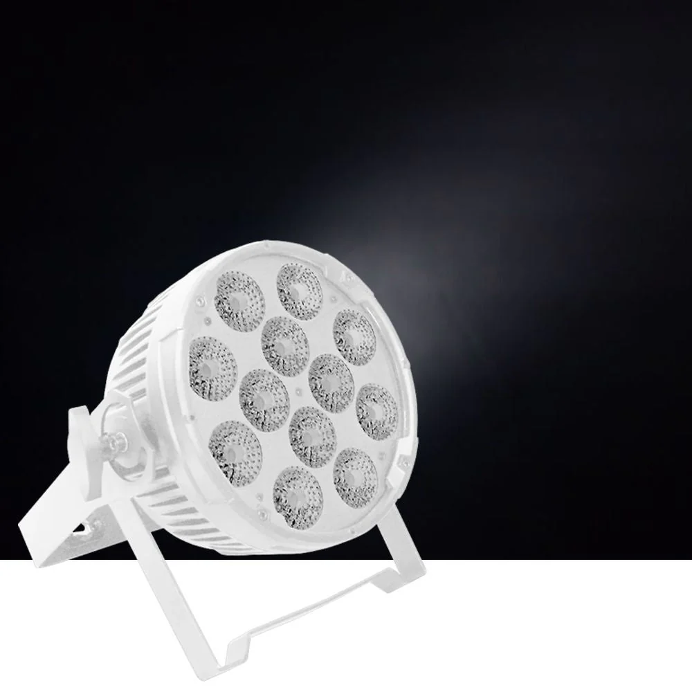 Event Lighting PAR12H-WH LED Flat Pro Par 12x12W RGBWA+UV Stage Wash (White Finish)