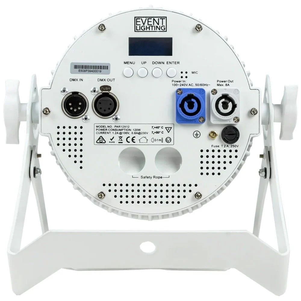 Event Lighting PAR12H-WH LED Flat Pro Par 12x12W RGBWA+UV Stage Wash (White Finish) - Image 2