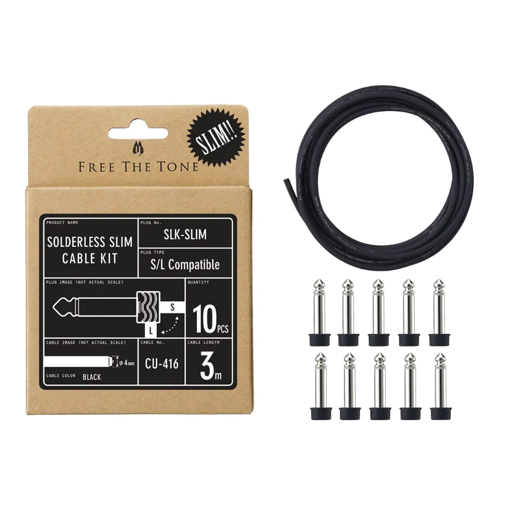 Free The Tone Solderless SLIM Cable Kit SL-SLIM 10x Slim Plugs & 3M Cable